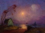 unknow artist Cottage in the Moonlight in Briere painting